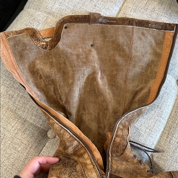 BORN CROWN GILMORE DISTRESSED LEATHER TALL RIDING EQUESTRIAN BOOTS SIZE 10 - Picture 7 of 16